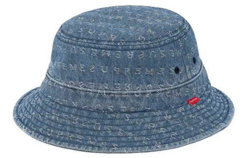 Supreme 100% Cotton Bucket Hats Unisex Pink/Black/Denim Blue
