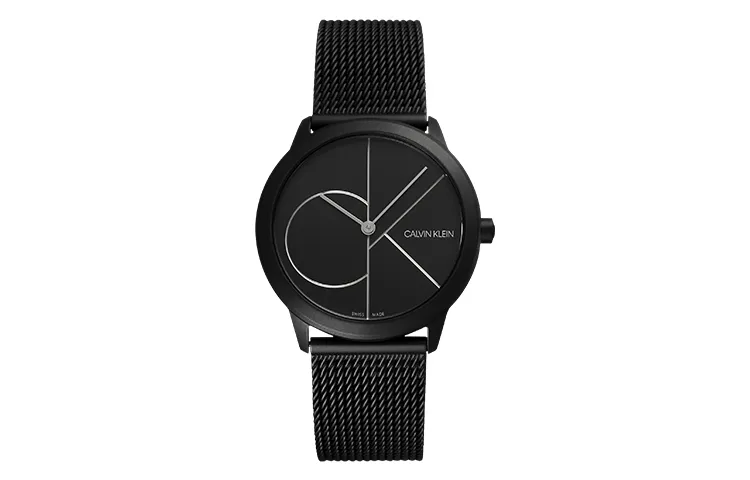 CALVIN KLEIN CK Quartz Classic Logo Collection Wrist Watch Quartz Movement Stainless Steel Watchband Black Dial Unisex