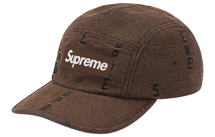 Кепка Supreme FW20 WEEK 6 LOGO STRIPE JACQUARD DENIM CAMP CAP (черная) — фото 4