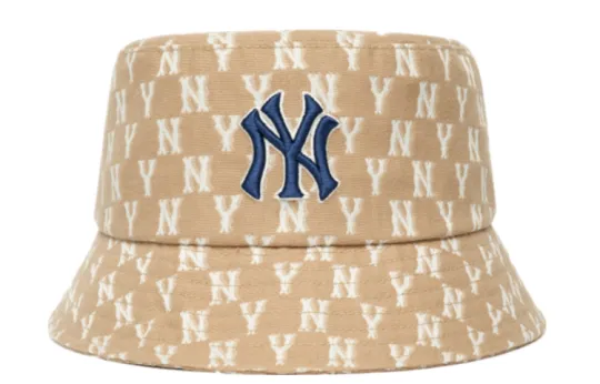 MLB MONOGRAM Polyester Bucket Hats Unisex Khaki