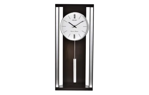 Japanese Seiko clock fashion simple music clock metal pendant solid wood living room large wall clock QXH068B