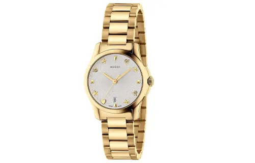 GUCCI G Timeles Collection Wrist Watches Quartz Movement Stainless Steel Strap 27mm White Dial Women's Watch