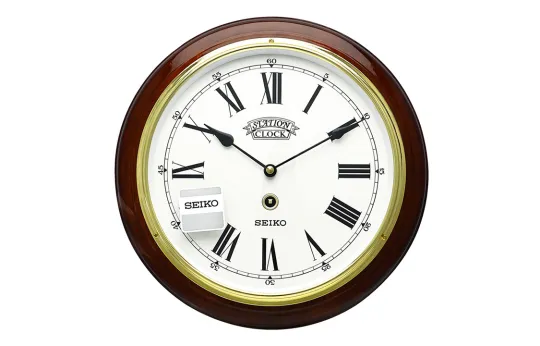 SEIKO Quartz Movement Wooden Watch Case Wall Clock Unisex White Dial QXA143B
