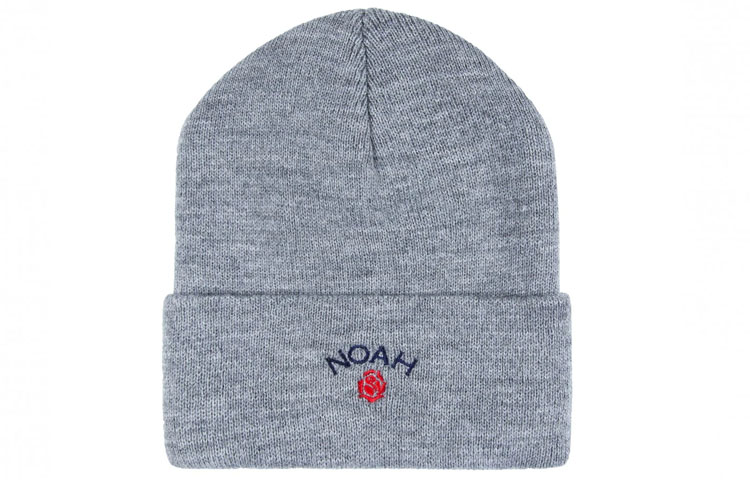 NOAH Nyc Rose Logo Beanie Heather Grey