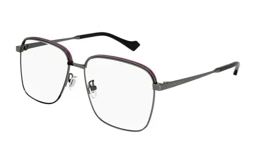 GUCCI Metal Rectangular Prescription Glasses Men's Silver Gray