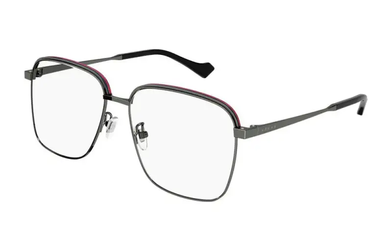 GUCCI Metal Rectangular Prescription Glasses Men's Silver Gray