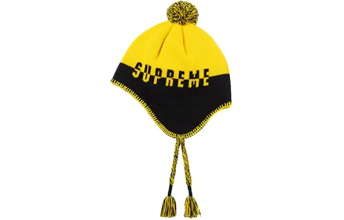 Supreme Acrylic Beanies Unisex Yellow Black