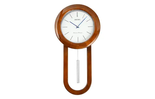 SEIKO Seiko clock living room bedroom office pendulum clock engraved music time brown solid wood quartz movement solid wood wall clock men and women same style white QXH057B