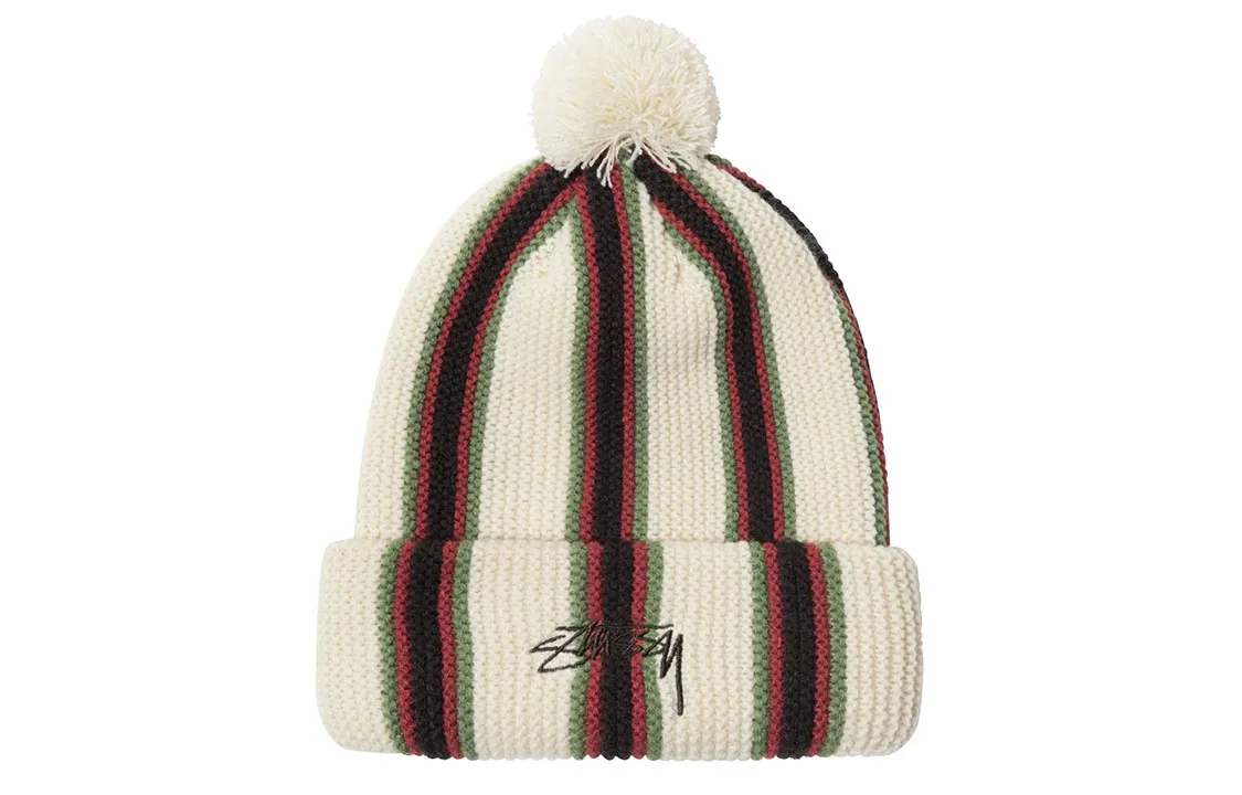 Stussy Striped Pom Beanie