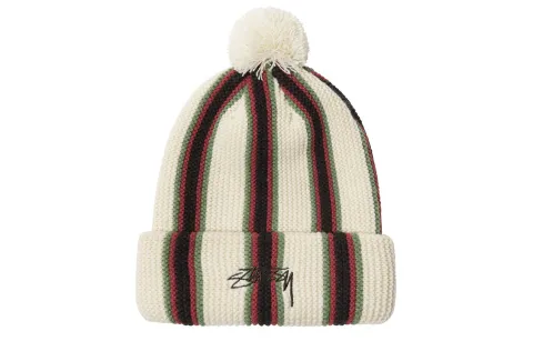 Stussy Striped Pom Beanie