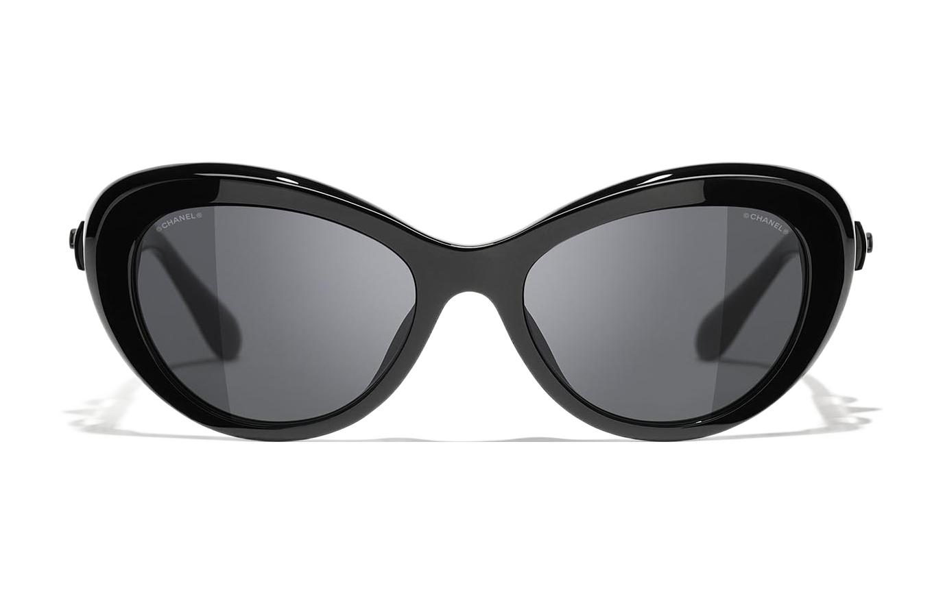 CHANEL Minimalist Style Acetate Butterfly Sunglasses Unisex Black