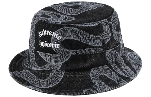 Supreme x HYSTERIC GLAMOUR SS21 100% Cotton Bucket Hats Unisex Denim Blue/Multicolor/Black