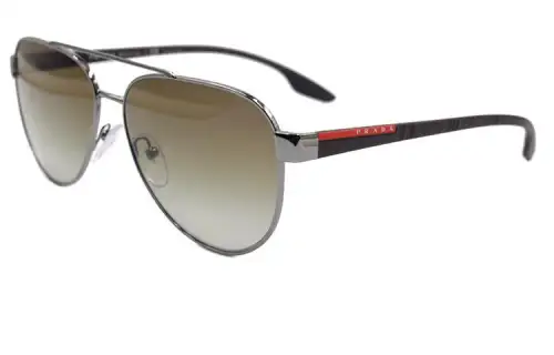 PRADA Sunglasses Men's Metallic Gray/Dark Green Gradient