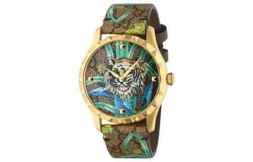 GUCCI G Timeles Collection Wrist Watches Quartz Movement Canvas Strap 38mm Tan Watch Dial Women's Watch