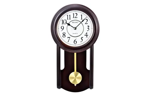 SEIKO Seiko solid wood clock high-end European style living room office clock pendulum alder quartz quartz movement wooden wall clock men and women same style white QXC105B