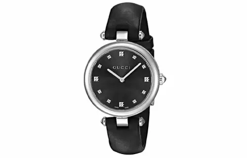 GUCCI Diamantissima Wrist Watches Quartz Movement Cow Leather Strap Black Dial Women's Watch 50m Waterproof