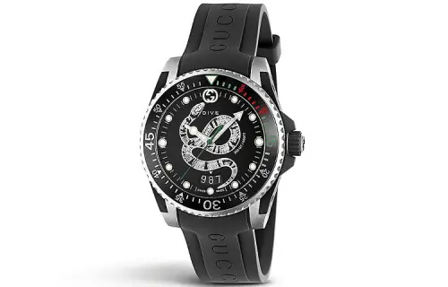 GUCCI Dive Collection Wrist Watches Quartz Movement Rubber Strap Black Dial Men's Watches