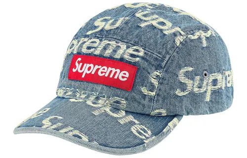 Supreme Frayed Logos Denim Camp Cap