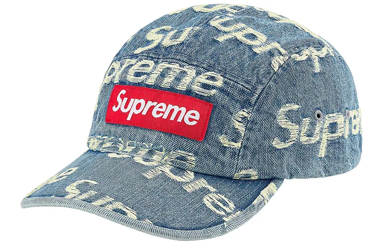 Supreme Frayed Logos Denim Camp Cap