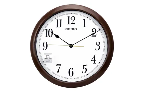 Japanese Seiko 16-inch clock living room atmospheric quartz clock Roman scale wood grain silent round wall clock QXA598B