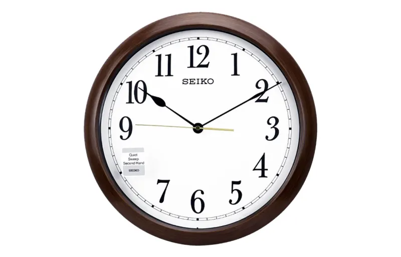 Japanese Seiko 16-inch clock living room atmospheric quartz clock Roman scale wood grain silent round wall clock QXA598B