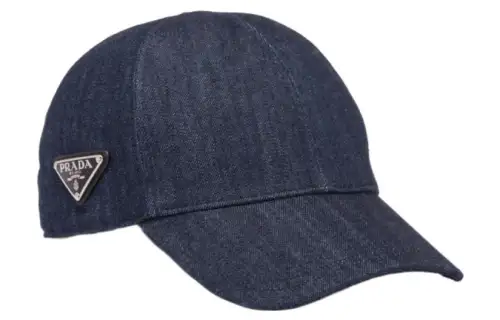 PRADA Triangle Logo Denim Baseball Cap