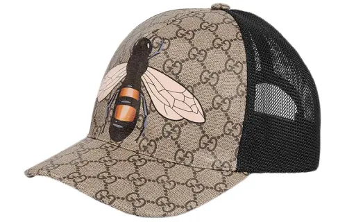 GUCCI Bee Print Gg Supreme Velcro Strap Baseball Cap