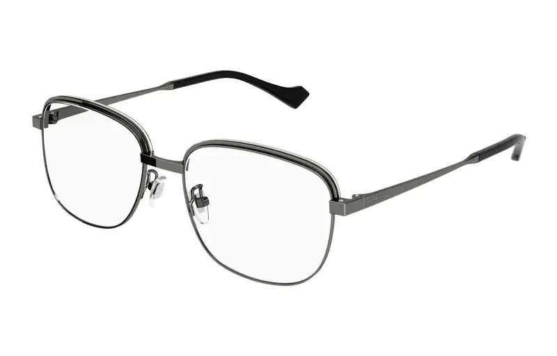 GUCCI Fashion Alloy Square Prescription Glasses Men's Silver Gray