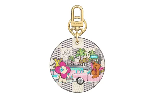 LOUIS VUITTON Illustre Hollywood Drive Xmas Bag Charm And Key Holder Damier Azur Vivienne