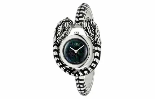 GUCCI Dionysus Silver Collection Wrist Watches Quartz Movement Stainless Steel Strap 23mm Black Dial Women's Watch