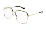 GUCCI Metal Square Prescription Glasses Men's Gold