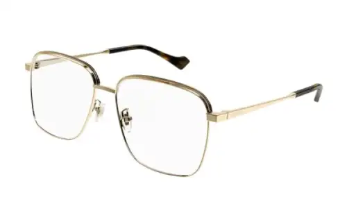 GUCCI Metal Square Prescription Glasses Men's Gold