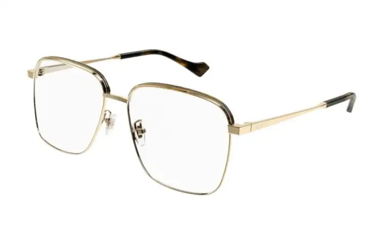 GUCCI Metal Square Prescription Glasses Men's Gold