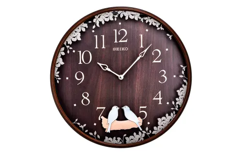 SEIKO Seiko 13-inch clock cuckoo pendulum living room bedroom pastoral creative silent fashion quartz movement polyester plastic case wall clock same style for men and women white QXC237B
