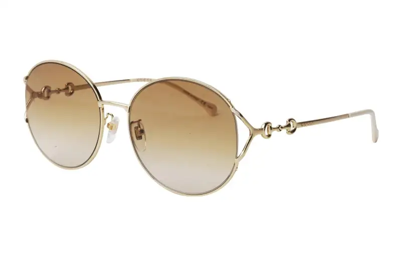 GUCCI Metal Round Sunglasses Women's Gold