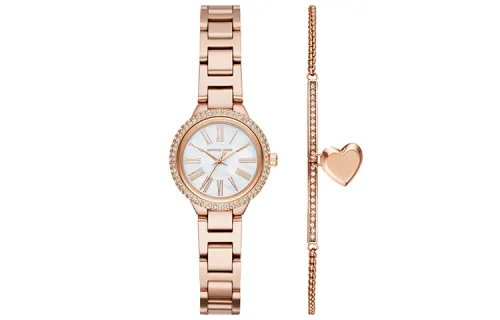 MICHAEL KORS Quartz watch strap stainless steel, white dial, women's watch, gold watch, bracelet, chain, quartz mechanism, simple and elegant design, Birthday gift