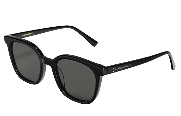 GENTLE MONSTER Plate Frame Round Sunglasses Unisex Ink Black