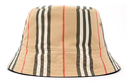 Burberry Reversible Icon Stripe Cotton Bucket Hat Archive Beige