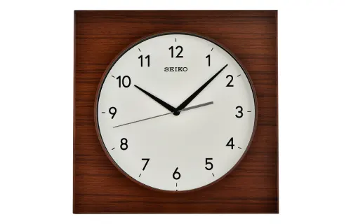 SEIKO Seiko 12-inch clock for living room and bedroom, silent sweep seconds, solid wood, Japanese square, quartz movement, wooden wall clock, same style for men and women, white QXA766Z