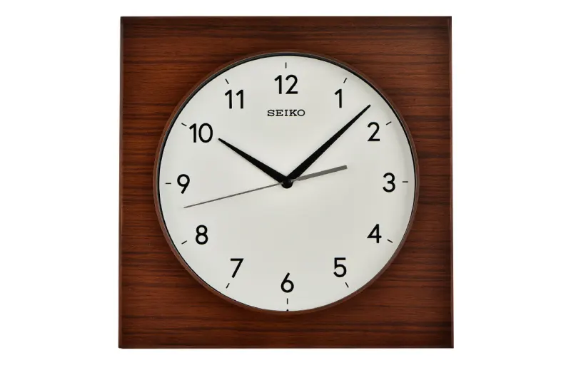 SEIKO Seiko 12-inch clock for living room and bedroom, silent sweep seconds, solid wood, Japanese square, quartz movement, wooden wall clock, same style for men and women, white QXA766Z