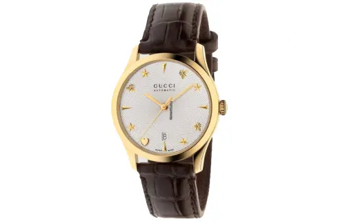 GUCCI Wrist Watches Automatic Mechanical Movement Crocodile Leather Strap Silver Dial Women's Watch