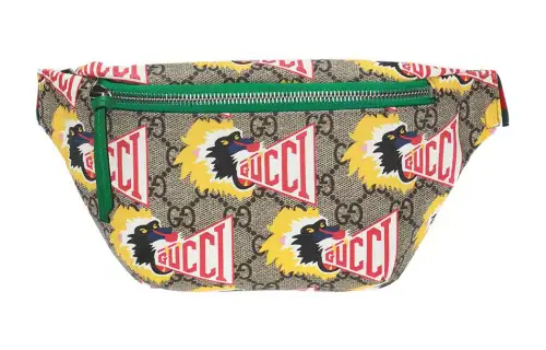 GUCCI Leather Fanny Pack, Shoulder Bag, Crossbody Bag Kids' Green/Ebony