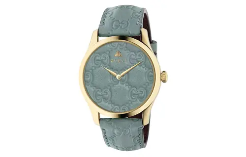 GUCCI G Timeless Collection Wrist Watches Quartz Movement Leather Strap 38mm Blue Dial Unisex