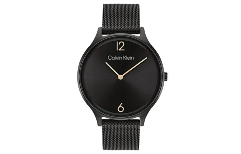 CALVIN KLEIN Wrist Watches Quartz Movement Gold Plated Steel Strap Black Dial Women's Watch