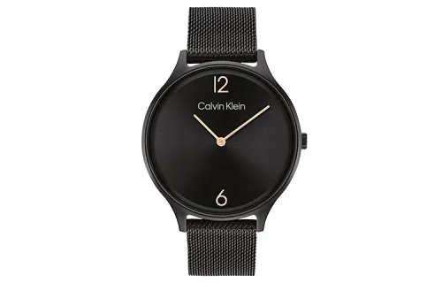 CALVIN KLEIN Wrist Watches Quartz Movement Gold Plated Steel Strap Black Dial Women's Watch
