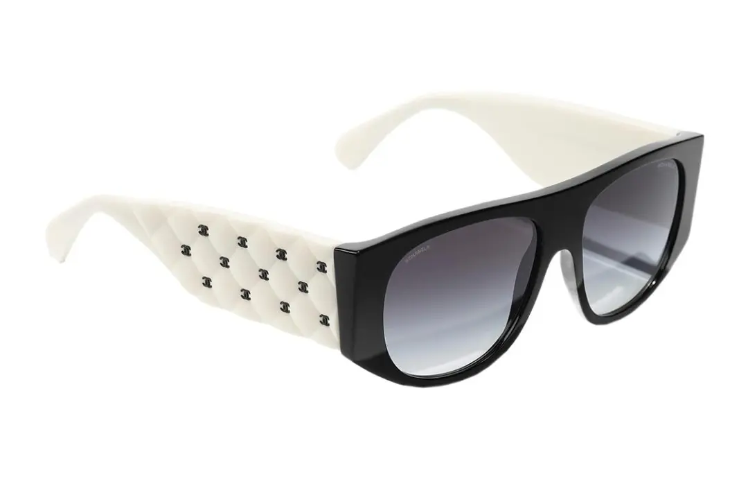 CHANEL Rectangle Irregular Shape Sunglasses Women's