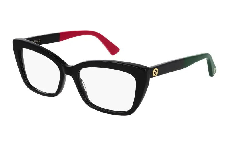 GUCCI Plano Acetate Cat Eye Prescription Glasses Women's Black