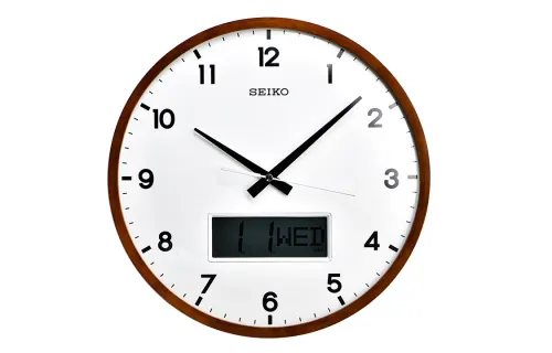 Japan Seiko silent simple classic home living room office week calendar display solid wood wall clock QXL008B