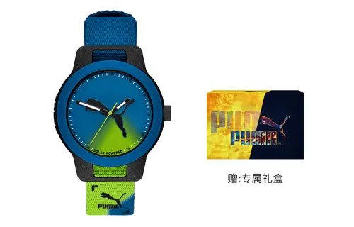 PUMA Wrist Watches Quartz Movement Silicone Strap 43mm Blue Dial Men's Watches Water Resistant For Everyday Use
