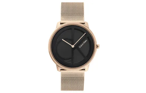 CALVIN KLEIN Wrist Watches Quartz Movement Steel Gold Plated Strap Black Dial Men's Watches